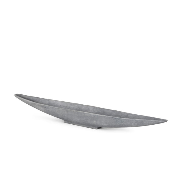 HomeRoots 39" Gray Cast Aluminum Oval Centerpiece Bowl - Handcrafted Boat Design for Rustic Modern Decor 609360