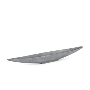 Homeroots 39" Gray Cast Aluminum Oval Centerpiece Bowl - Unique Handmade Long Boat Design For Modern Decor   609360