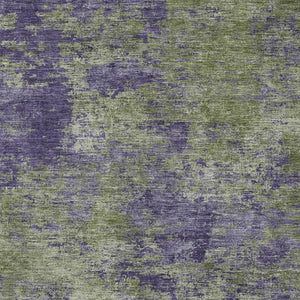 HomeRoots 5' Abstract Area Rug in Olive Green & Dark Purple - Durable, Washable for Indoor & Outdoor Use 5' X 8' 609362