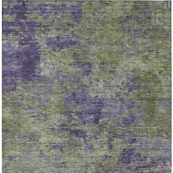 HomeRoots 5' Abstract Area Rug in Olive Green & Dark Purple - Durable, Washable for Indoor & Outdoor Use 8' X 10' 609364