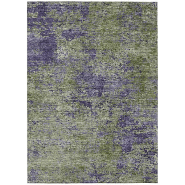 HomeRoots 5' Abstract Area Rug in Olive Green & Dark Purple - Durable, Washable for Indoor & Outdoor Use 8' X 10' 609364