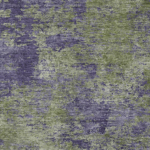 HomeRoots 5' Abstract Area Rug in Olive Green & Dark Purple - Durable, Washable for Indoor & Outdoor Use 9' X 12' 609365