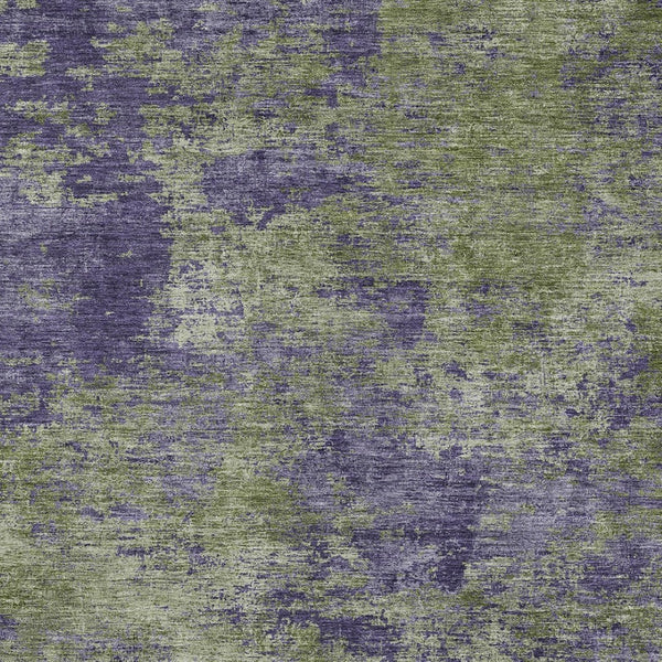 HomeRoots 5' Abstract Area Rug in Olive Green & Dark Purple - Durable, Washable for Indoor & Outdoor Use 9' X 12' 609365