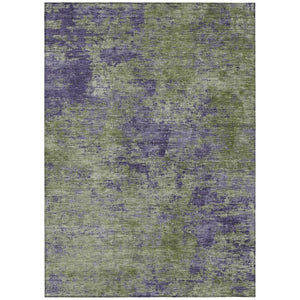 HomeRoots 5' Abstract Area Rug in Olive Green & Dark Purple - Durable, Washable for Indoor & Outdoor Use 9' X 12' 609365