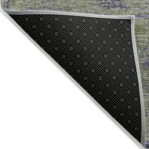 HomeRoots 5' Abstract Area Rug in Olive Green & Dark Purple - Durable, Washable for Indoor & Outdoor Use 9' X 12' 609365