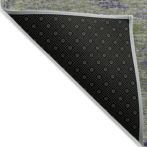 HomeRoots 5' Abstract Area Rug in Olive Green & Dark Purple - Durable, Washable for Indoor & Outdoor Use 9' X 12' 609365