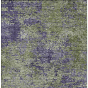 HomeRoots 5' Abstract Area Rug in Olive Green & Dark Purple - Durable, Washable for Indoor & Outdoor Use 10' X 14' 609366