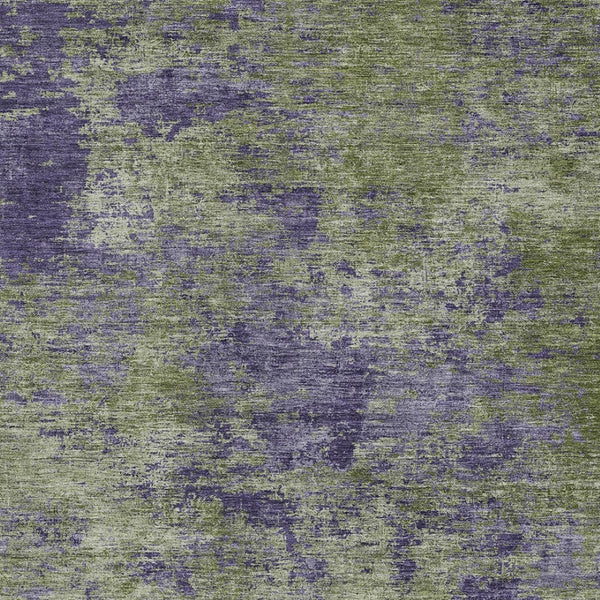 HomeRoots 5' Abstract Area Rug in Olive Green & Dark Purple - Durable, Washable for Indoor & Outdoor Use 10' X 14' 609366