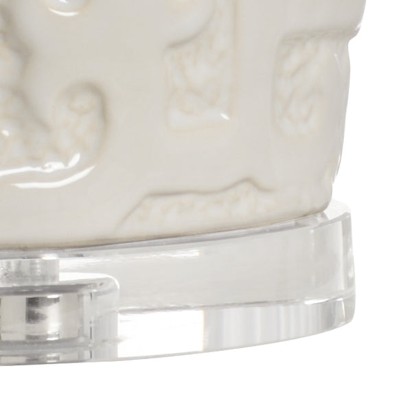 Wildwood Hapuna Ceramic Table Lamp With Cream Glaze & Clear Crystal Mounting — Asian-Inspired Oval Motif, 30.5" 60937