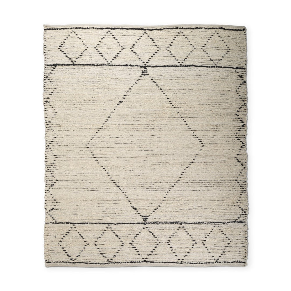 HomeRoots 8' X 10' Ivory & Gray Geometric Hand-Woven Area Rug – Artisan Crafted Soft Cotton for Modern Spaces 609370