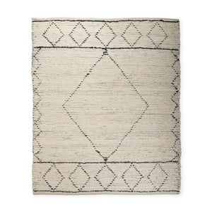HomeRoots 8' X 10' Ivory & Gray Geometric Hand-Woven Area Rug – Artisan Crafted Soft Cotton for Modern Spaces 609370
