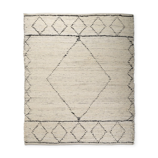 HomeRoots 8' X 10' Ivory & Gray Geometric Hand-Woven Area Rug – Artisan Crafted Soft Cotton for Modern Spaces 609370