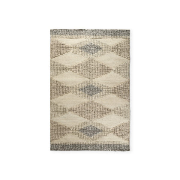 HomeRoots 5' Hand-Woven Wool Area Rug in Beige, Brown & Gray - Modern Geometric Design for Elegant Spaces 5' X 8' 609371