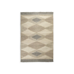 HomeRoots 5' Hand-Woven Wool Area Rug in Beige, Brown & Gray - Modern Geometric Design for Elegant Spaces 5' X 8' 609371