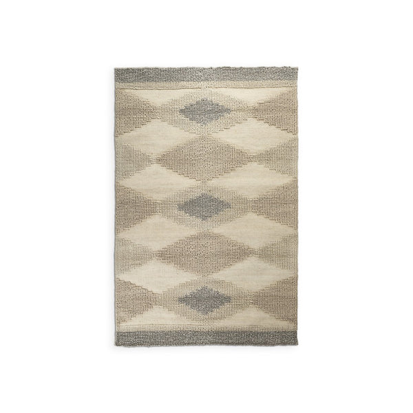 HomeRoots 5' Hand-Woven Wool Area Rug in Beige, Brown & Gray - Modern Geometric Design for Elegant Spaces 5' X 8' 609371