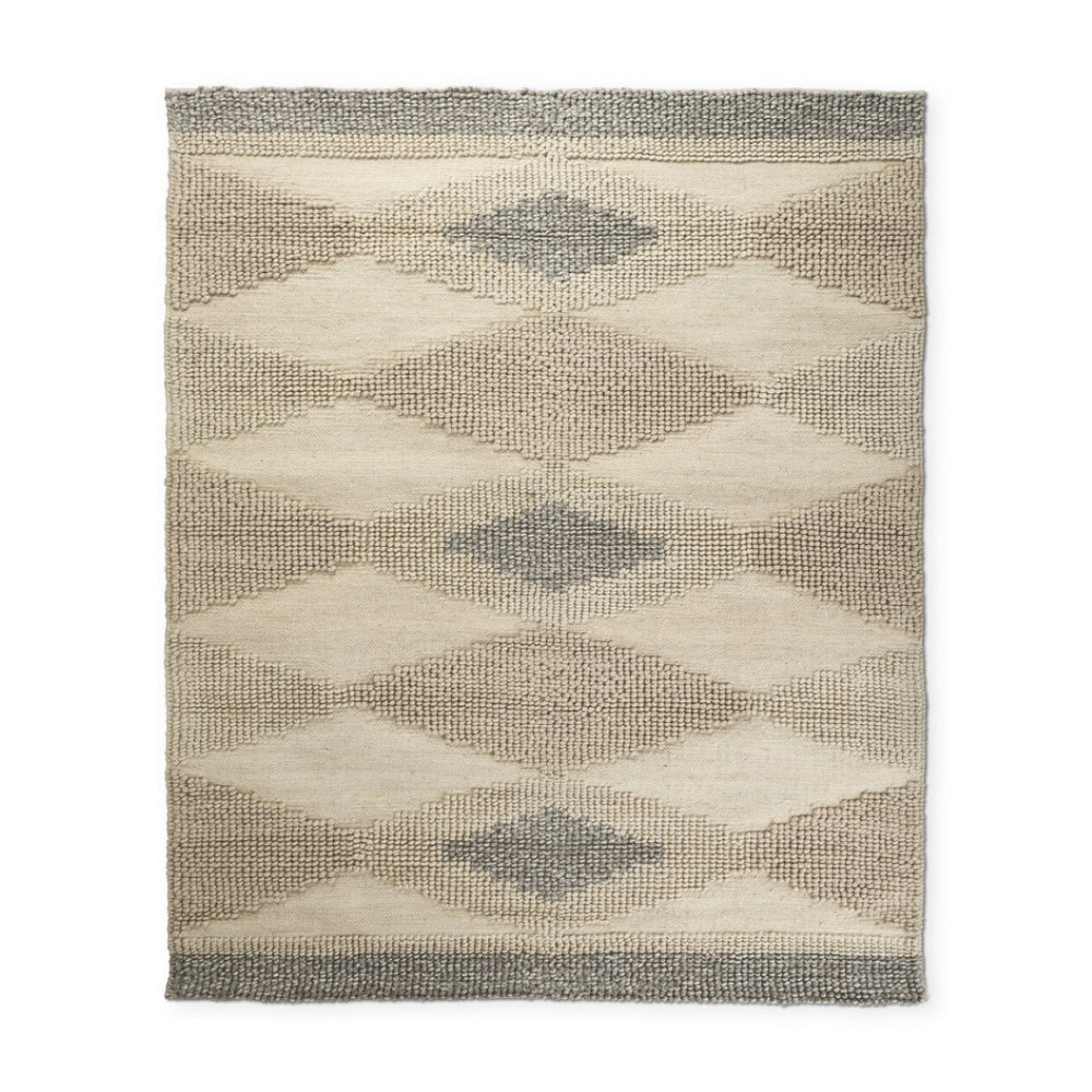 HomeRoots 5' Hand-Woven Wool Area Rug in Beige, Brown & Gray - Modern Geometric Design for Elegant Spaces 8' X 10' 609372