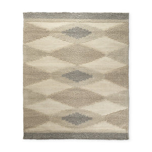 HomeRoots 5' Hand-Woven Wool Area Rug in Beige, Brown & Gray - Modern Geometric Design for Elegant Spaces 8' X 10' 609372