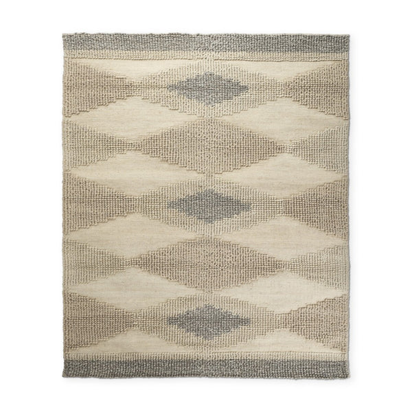 HomeRoots 5' Hand-Woven Wool Area Rug in Beige, Brown & Gray - Modern Geometric Design for Elegant Spaces 8' X 10' 609372