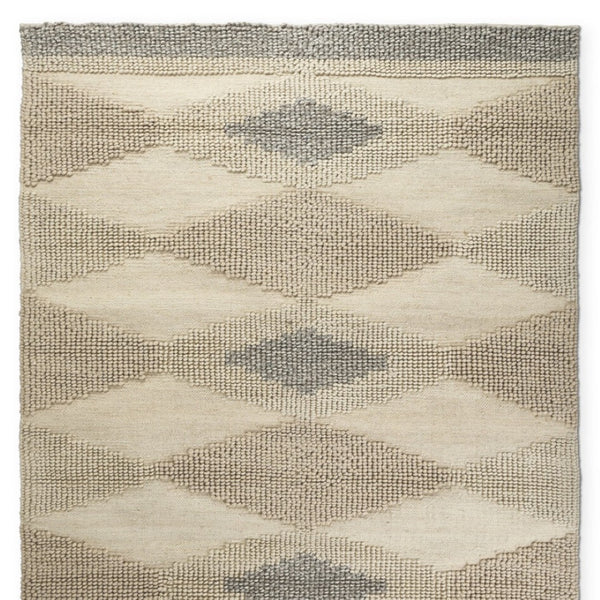 HomeRoots 5' Hand-Woven Wool Area Rug in Beige, Brown & Gray - Modern Geometric Design for Elegant Spaces 8' X 10' 609372