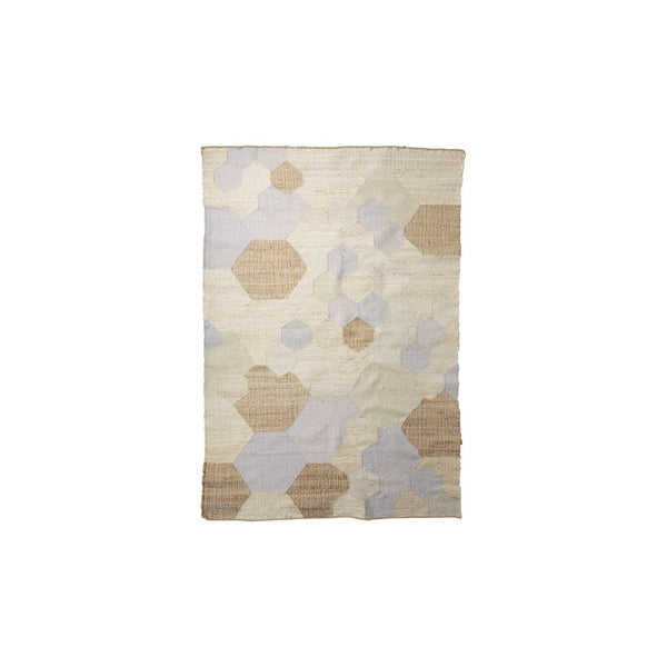 HomeRoots 5' Hand-Woven Ivory Brown and Gray Patchwork Area Rug for Cozy Living Spaces and Unique Style 5' X 8' 609373
