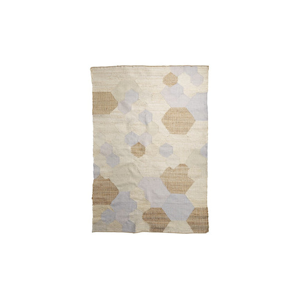 HomeRoots 5' Hand-Woven Ivory Brown and Gray Patchwork Area Rug for Cozy Living Spaces and Unique Style 5' X 8' 609373