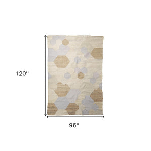 HomeRoots 5' Hand-Woven Ivory Brown and Gray Patchwork Area Rug for Cozy Living Spaces and Unique Style 8' X 10' 609374
