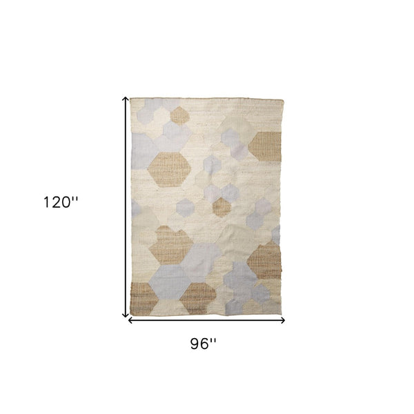HomeRoots 5' Hand-Woven Ivory Brown and Gray Patchwork Area Rug for Cozy Living Spaces and Unique Style 8' X 10' 609374