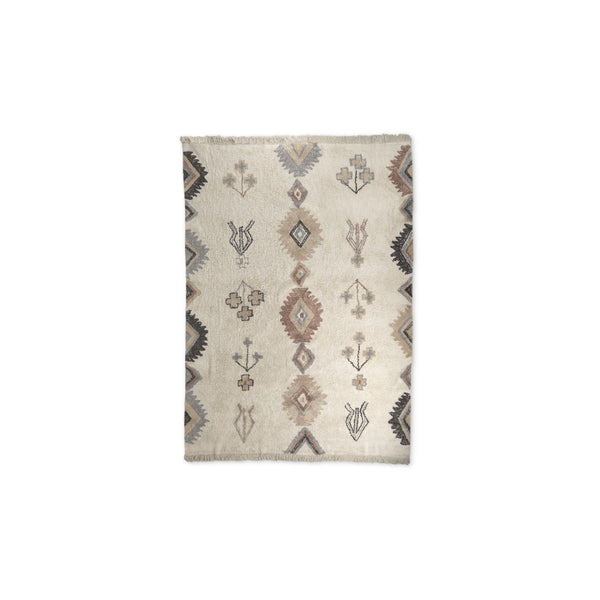 HomeRoots 5' X 8' Hand-Woven Beige & Brown Tribal Area Rug with Fringed Edges - Bohemian Charm for Your Home 609375