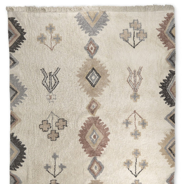 HomeRoots 5' X 8' Hand-Woven Beige & Brown Tribal Area Rug with Fringed Edges - Bohemian Charm for Your Home 609375