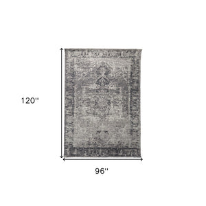 HomeRoots 8' Charcoal and Gray Moroccan Hand-Woven Vintage Area Rug for Cozy Living Spaces and Style 8' X 10' 609377