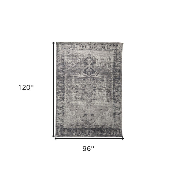 HomeRoots 8' Charcoal and Gray Moroccan Hand-Woven Vintage Area Rug for Cozy Living Spaces and Style 8' X 10' 609377