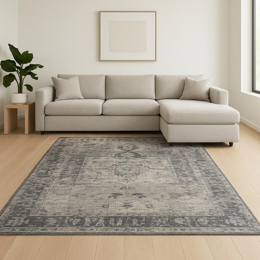 HomeRoots 8' Charcoal and Gray Moroccan Hand-Woven Vintage Area Rug for Cozy Living Spaces and Style 8' X 10' 609377