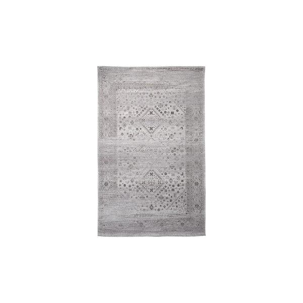 HomeRoots 5' Hand-Woven Black and Gray Medallion Area Rug - Distressed Vintage Design for Modern Interiors 609378