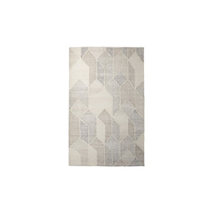 HomeRoots 5' Hand Woven Beige Gray Ivory Wool Geometric Area Rug for Cozy Contemporary Home Décor 5' X 8' 609381