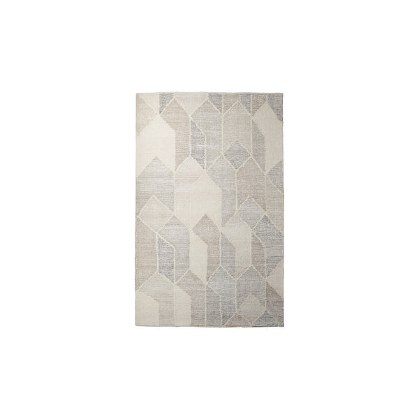 HomeRoots 5' Hand Woven Beige Gray Ivory Wool Geometric Area Rug for Cozy Contemporary Home Décor 5' X 8' 609381