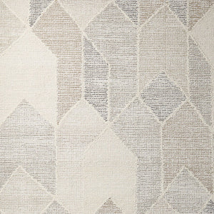 HomeRoots 5' Hand Woven Beige Gray Ivory Wool Geometric Area Rug for Cozy Contemporary Home Décor 5' X 8' 609381