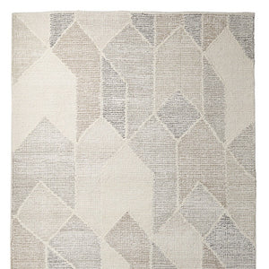 HomeRoots 5' Hand Woven Beige Gray Ivory Wool Geometric Area Rug for Cozy Contemporary Home Décor 5' X 8' 609381