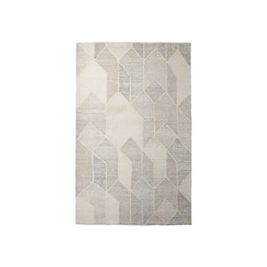 HomeRoots 5' Hand Woven Beige Gray Ivory Wool Geometric Area Rug for Cozy Contemporary Home Décor 8' X 10' 609382