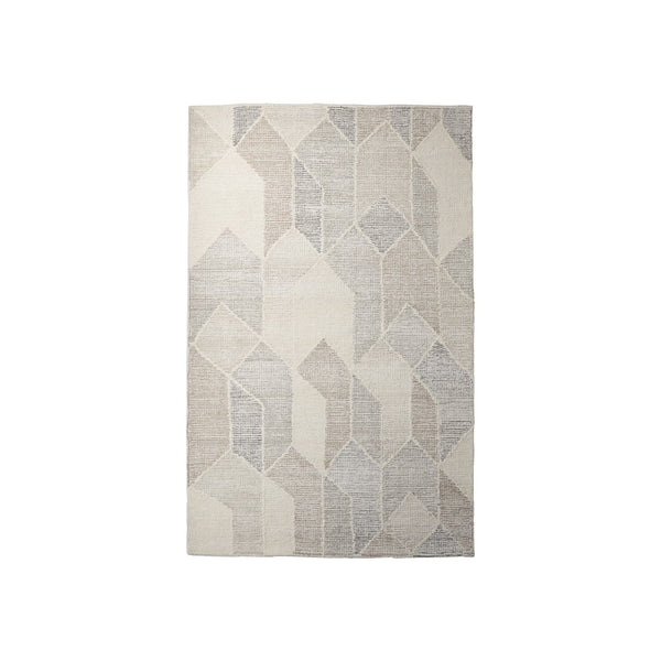 HomeRoots 5' Hand Woven Beige Gray Ivory Wool Geometric Area Rug for Cozy Contemporary Home Décor 8' X 10' 609382