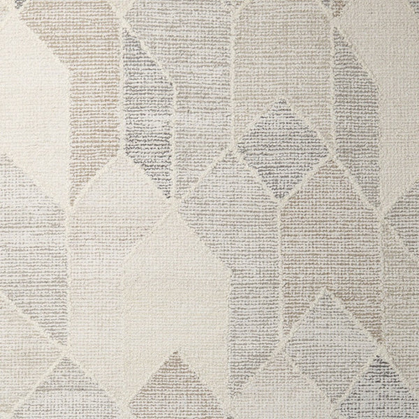 HomeRoots 5' Hand Woven Beige Gray Ivory Wool Geometric Area Rug for Cozy Contemporary Home Décor 8' X 10' 609382