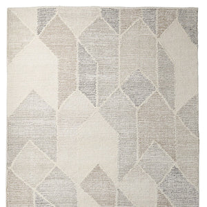 HomeRoots 5' Hand Woven Beige Gray Ivory Wool Geometric Area Rug for Cozy Contemporary Home Décor 8' X 10' 609382