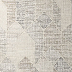 HomeRoots 5' Hand Woven Beige Gray Ivory Wool Geometric Area Rug for Cozy Contemporary Home Décor 9' X 12' 609383