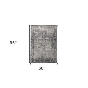 HomeRoots 8' Charcoal and Gray Moroccan Hand-Woven Vintage Area Rug for Cozy Living Spaces and Style 9' X 12' 609384