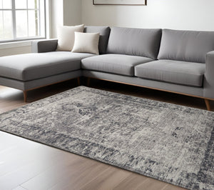 HomeRoots 8' Charcoal and Gray Moroccan Hand-Woven Vintage Area Rug for Cozy Living Spaces and Style 9' X 12' 609384