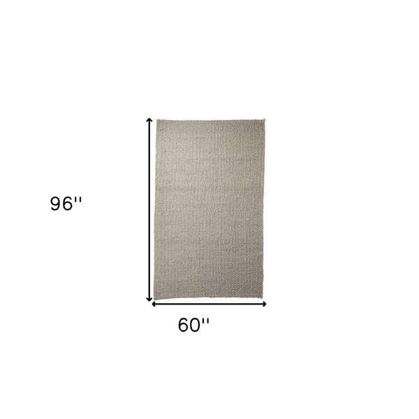 HomeRoots 5' Hand-Woven Beige Berber Area Rug - Artisanal Softness, Timeless Style & Unique Comfort for Any Space 5' X 8' 609385
