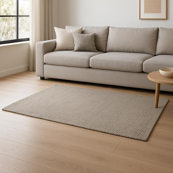 HomeRoots 5' Hand-Woven Beige Berber Area Rug - Artisanal Softness, Timeless Style & Unique Comfort for Any Space 5' X 8' 609385