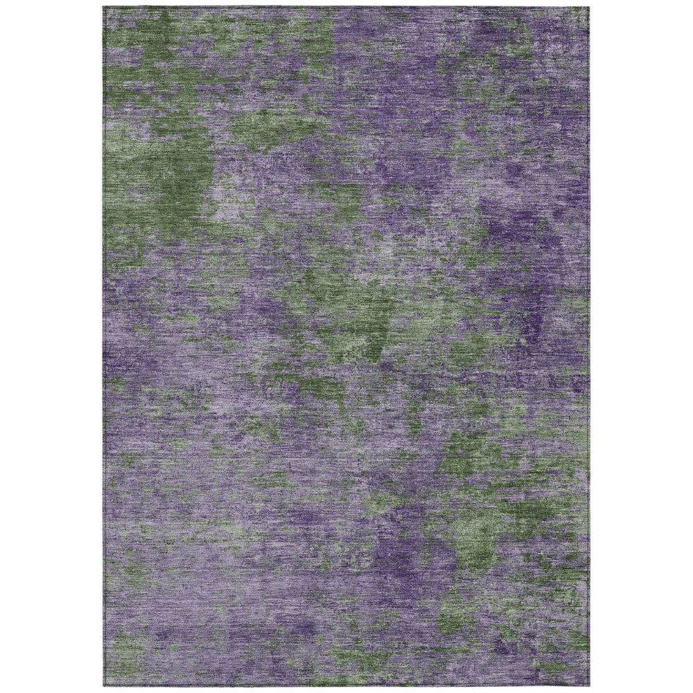HomeRoots 5' Vibrant Purple and Green Abstract Area Rug for Indoor and Outdoor Spaces - Washable & Durable 5' X 8' 609389
