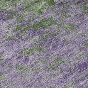 HomeRoots 5' Vibrant Purple and Green Abstract Area Rug for Indoor and Outdoor Spaces - Washable & Durable 8' Round 609390