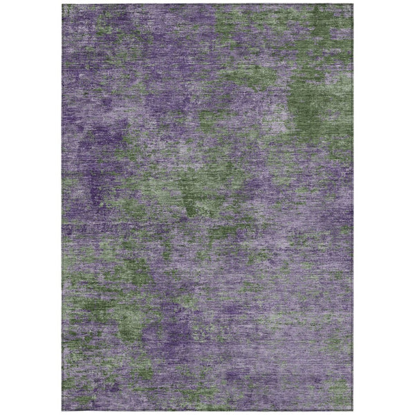 HomeRoots 5' Vibrant Purple and Green Abstract Area Rug for Indoor and Outdoor Spaces - Washable & Durable 8' X 10' 609391