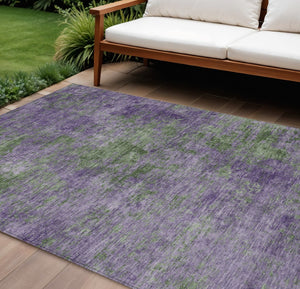 HomeRoots 5' Vibrant Purple and Green Abstract Area Rug for Indoor and Outdoor Spaces - Washable & Durable 8' X 10' 609391